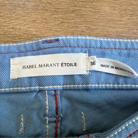 Isabel Marant Étoile Blue Slim-Fit Jeans With Red Stitching - Size FR 38 (US 6) - Picture 6 of 11